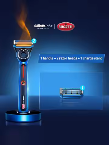 Gillette labs Heated Razor Bugatti Limited Edition Dual Temperature Modes Flex Disc Blades Head Magn