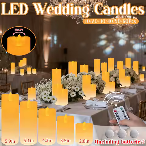 10-60Pcs Wedding Candles Bulk Flicking Candles Light up Candles LED Candles Flameless Candles for Fe