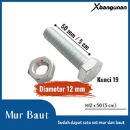 M12 x 50 Nut and Bolt Key 19 Length 5 cm