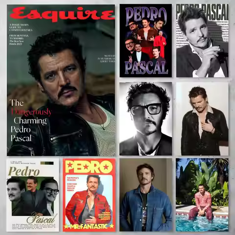 Actor Pedro Pascal Poster Self-adhesive Art Waterproof Paper Sticker Coffee House Bar Room Wall Deco