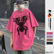 [K-2] SUPER SPIDER Phantom Washed Short T Sleeve Top Retro Brushed Old K [JC461] baju t shirt lelaki