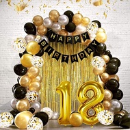 Black Gold Theme Balloons Set 32"Gold Number 30th 40th 50th 60th Balloon Silver Black Gold Latex Bal