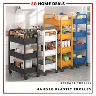 3/4 Tier Plastic Trolley Cart Handle, Plastic Trolley Storage Racks With Handle Office Kitchen Home Use
