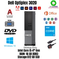 Dell Optiplex 3020 SFF - Intel i3/i5/i7 4th gen /  -  16GB RAM - 480GB SSD - Desktop PC