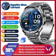 2026 New AI ECG+PPG Smart Watch Men 1.53''AMOLED Micro-Physical Exam Uric Acid Blood Lipid BP Monito