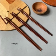 [Set of 5 pairs] Vitrapro durable and beautiful 23cm rosewood rice chopsticks with orchid bud head