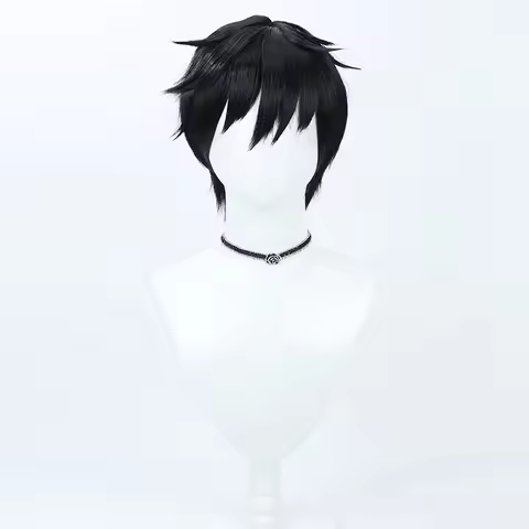 ISO Cosplay Wig Short Black Wig VALORANT Game Cosplay Wigs Halloween Costumes Heat Resistant Synthet