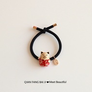 Lucky CatG Giant Cute Lucky Fortune Cat Lucky Meaning Hair Accessories Hair Rope Head Rope Hair Ring