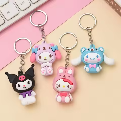 Cute Sanrio Hello Kitty Kuromi My Melody Cinnamoroll Keychain Cartoon Backpack Key Ring Decoration G