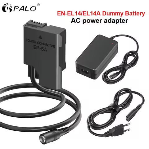 PALO EN-EL14 EL14A Dummy Battery AC Power Adapter for Nikon D3100 D3200 D3300 D3400 D3500 D5100 D520