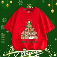 CODCapybara Merry Christmas T-shirt for Kids and Adults Baju Xmas Christmas Family T-shirt Cotton Sh