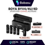 BOYA BY-V4/V4D/V4U 4-Channel Lavalier Lapel Wireless Microphone for iP/USB-C/Tablet/Laptop
