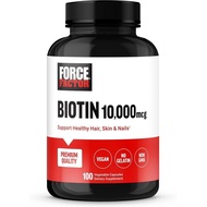 FORCE FACTOR Biotin 10000mcg, Biotin Supplement for Healthier Hair, Skin, and Nails, Hair Growth Sup