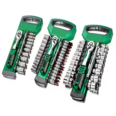 Key Set with Ratchet Handle, 1/4", 3/8" Ratchet Repair Tools, Auto Repair Manual Tools, 72 Teeth Rat