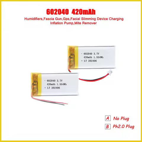 602040 420mAh 3.7V Polymer Lithium Battery GPS Facial Slimming Device Inflation Pump Mite Remover Re