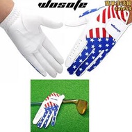 高爾夫手套男國旗圖案手套golf高檔羊皮手套左手單支
