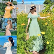 Cross Back Puff Sleeve Maxi Dress in All Colors for Beach Streetwear Photography BY8523