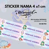 100pcs Ready to send Mermaid Girl Waterproof Name Label Stickers uk 4x1 cm custom name