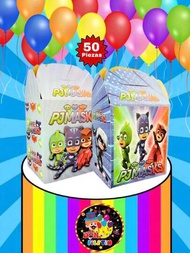 Dulceras de Personajes Heroes en Pijama Cumpleaños Decoración Fiesta Tematica Recuerdo Adorno Aguinaldo Bolo Caja Cajita Cartón Dulceros