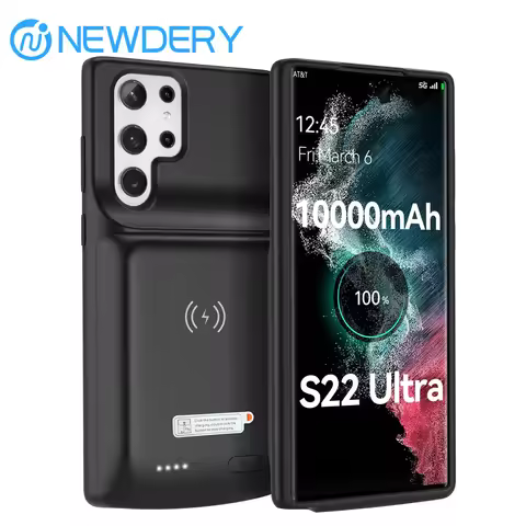 NEWDERY Battery Charger Case for Samsung Galaxy S22 Ultra Wireless Charging Power Bank Cover 10000mA