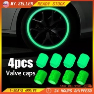 4pcs Luminous Tyre Valve Cap Car Tire Valve Cap Electric Vehicle Motorcycle Car Valve Cover Penutup Injap Tayar Kereta