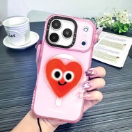 Jon Burgerman Cute Soft Red Heart Wireless Magnetic Charging Color Case Compatible For IPhone 16E 14