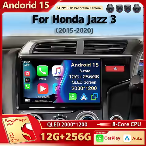 Android 15 Car Radio Multimedia Player For Honda Jazz 3 2015 - 2020 Fit 3 GP GK 2013 - 2020 Auto Car