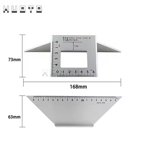 Japanese Aluminum Alloy Square Angle Ruler 45 degrees 90 degrees Gauge Protractor For Multifunctiona