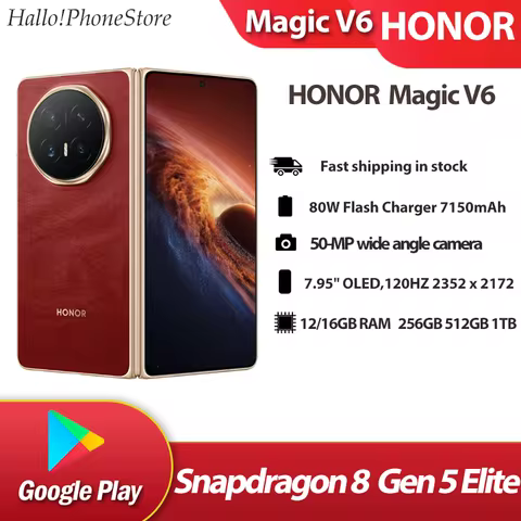 Original Honor Magic V6 5G Phone Folded Screen OLED Snapdragon8 Gen5 Elite 50MP Camera 80W SuperChar
