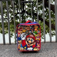 美國 Nintendo Super Mario Bro 孖寶兄弟 藍紅色帆布 兒童 拉杆 行李箱