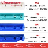 Vinsencare 50Pcs 21G/23G/26G/28G/30G Blood Lancet/Needles/Jarum Diabetic for Glucose Blood Test Cupp