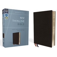 NIV, THINLINE BIBLE, Bonded Leather, Black, Red Letter, Comfort Print Bonded Leather NIV Bible