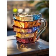 3D Book-Shaped Coffee Mug/Stacked Book Glass Cup - A Gift For Literature Lovers, Bookworms, Readers,