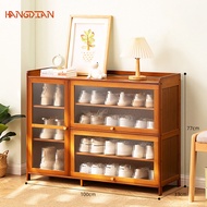 HANGDIAN【จัดส่งฟรี】ตู้รองเท้า ชั้นวางรองเท้าลิ้นชัก ตู้ใส่รองเท้า ชั้นวางรองเท้า ตู้เก็บรองเท้า ตู้วางรองเท้า ไม้ไผ่ที่แข็งแรง ตู้ชั้นวางรองเท้า 4ชั้น 6ชั้น ชั้นวางรองเท้า ตู้วางรองเท้า ตู้เก็บรองเท้า ตู้ไม้เก็บของ บานเปิดได้ กระจกใส ประกอบง่าย