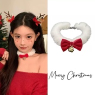 ️ White Choker Christmas There Is A Red Bow With Bell. Plain And All Fur N31