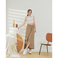 Fwdaily - Leica Skirt | Midi Maxi Premium Casual Plain Wrap Skirt | Women's Korean Skirt
