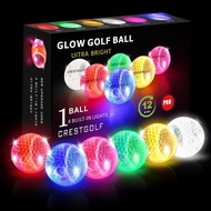 Crestgolf 6 Pack Glow in The Dark Golf Balls Light up Night Led Golf Balls with 12-Minute Reset Time
