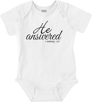 Brisco Brands He Answered Samuel 1:17 Christian Baby Bodysuit Jumper Girls