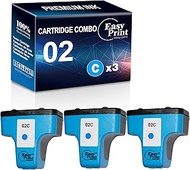 EASYPRINT 3-Cyan Compatible 02 Ink Cartridges Replacement for HP02 HP-02 Used for Photo Smart C6280