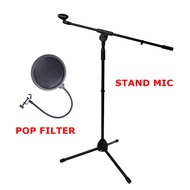 Stand Microphone + Mic Holder + Pop Filter / Mic Tripod Condenser
