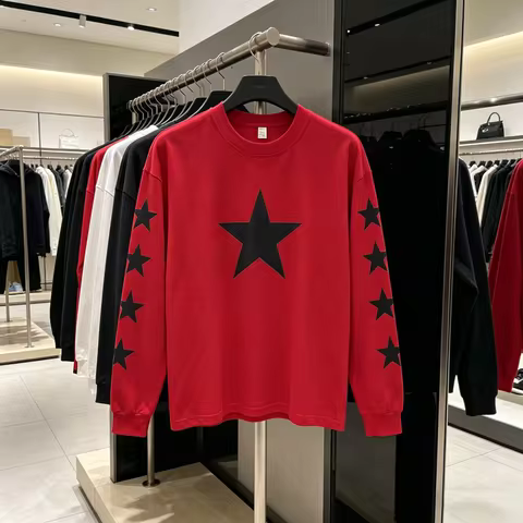 Long Sleeve YZY Chest Five-pointed Star Print T Shirt Men Women Kanye West Bully LS-03 YE LIVE Tee B
