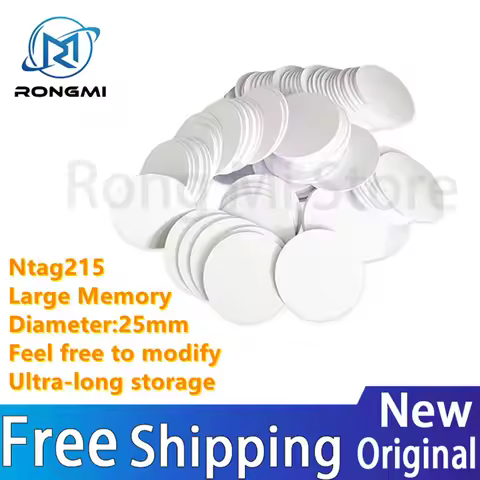 NFC Ntag215 13.56MHz NFC Coin Bonding Card Badge ISO/EC14443A 25mm Waterproof PVC 215 Electronic Tag