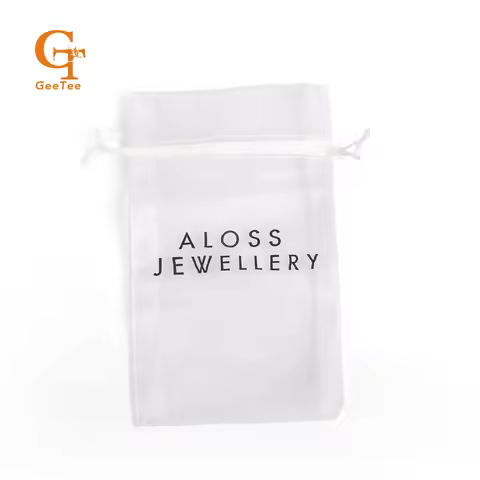 Custom brand name logo printing organza packaging bags,DIY customized shop name printed gift packing