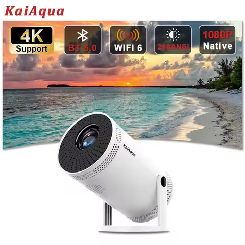 KaiAqua Hot FY300 Mini Projector Support 1080P Video Decode Dual WiFi BT 5.0 Outdoor Home Theater Vi