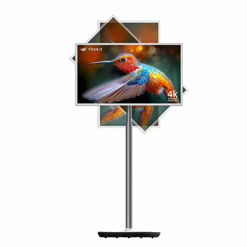 32"4K Portable TV on Wheels,Smart Wireless Portable Monitor with Touch Screen,Android System,Built i