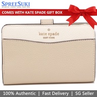 Kate Spade Wallet In Gift Box Medium Wallet Leila Colorblock Pe Light Sand Beige Nude Cream Off White # K6396