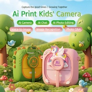 AI Kids Camera Instant Print Camera Dual Lens 2.4" IPS Screen Photo Identify Educational Smart AI Ph