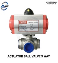Actuator Ball Valve 3 Way Type L Port Single Acting Size 1 1/2 Inch