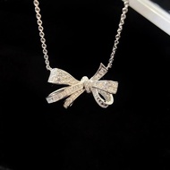 Daigou Grade Graff Gr @ ff Bow Bow Diamond Necklace High Fixed Ladder Square Bow Diamond