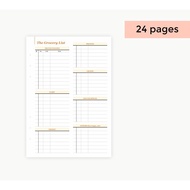 A5 Grocery List Inserts (for 6 Ring Binder) - 120gsm paper, loose leaf, planner inserts